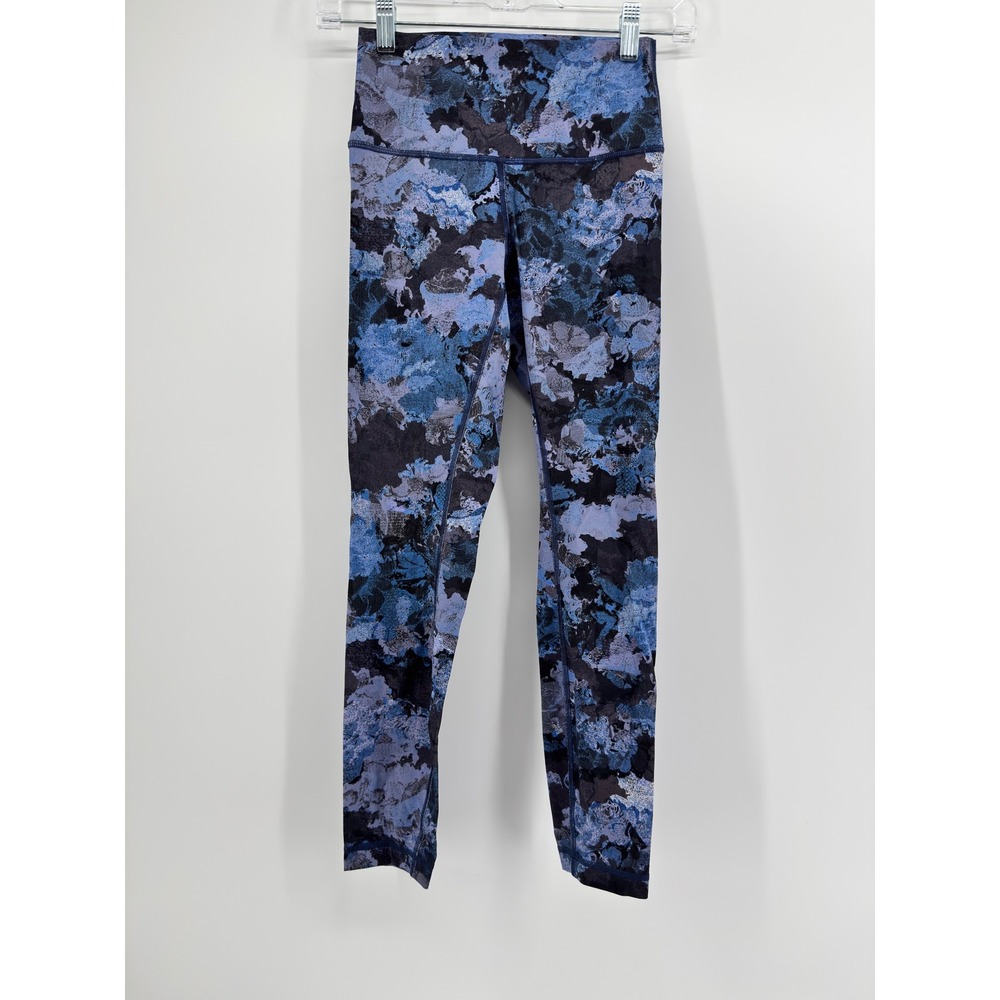 Lululemon Wunder Under High-Rise Tights 4 Blue Black Abstract Floral Camo Print